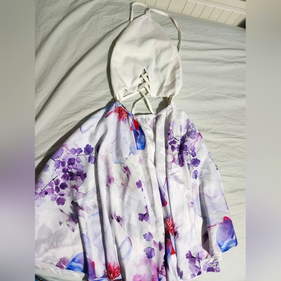 White and Floral Strappy Dress - Picture 1 of 2